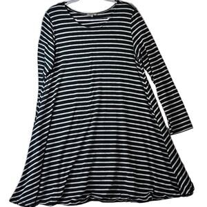 Women Sz L Hunter Green and Gray Stripe Fairy Grunge Tee Shirt Mini Jodifl Dress